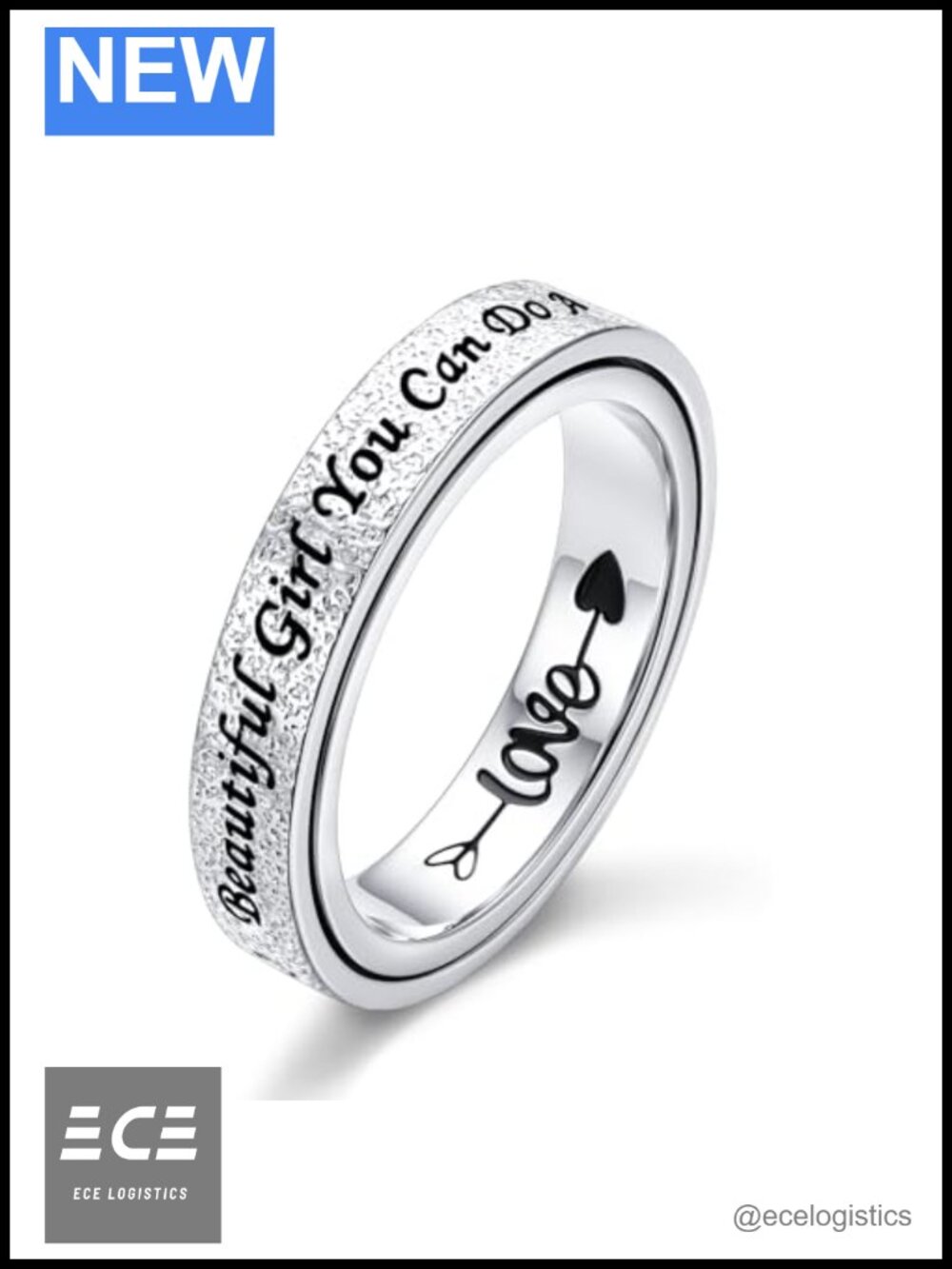Spinner Ring 925 Sterling Silver Fidget Anxiety Relief Inspirational Ring